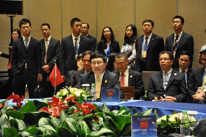 Phó Thủ tướng, Bộ trưởng Ngoại giao Phạm Bình Minh phát biểu tại Hội nghị. (Ảnh: Trung Kiên/TTXVN)