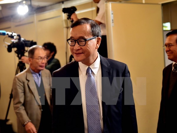 Ông Sam Rainsy tại một cuộc họp báo ở thủ đô Tokyo của Nhật Bản ngày 10/11. (Nguồn: AFP/TTXVN)