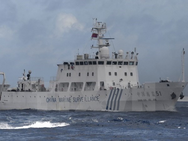 Một tàu hải giám Trung Quốc gần khu vực quần đảo tranh chấp Senkaku/Điếu Ngư. (Nguồn: Kyodo/TTXVN)