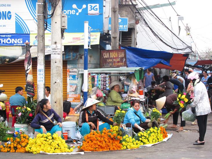 Hàng hoa cúc rực rỡ trong ngày đưa ông Táo về trời.