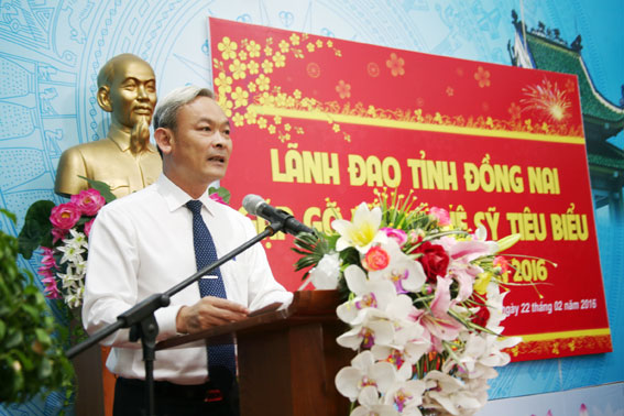 Đồng chí Nguyễn Phú Cường, Ủy viên Trung ương Đảng, Bí thư Tỉnh ủy phát biểu tại buổi lễ.