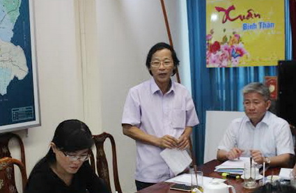 Ông Bùi Quang Huy, Phó trưởng ban Tuyên giáo Tỉnh ủy phát biểu tại buổi làm việc