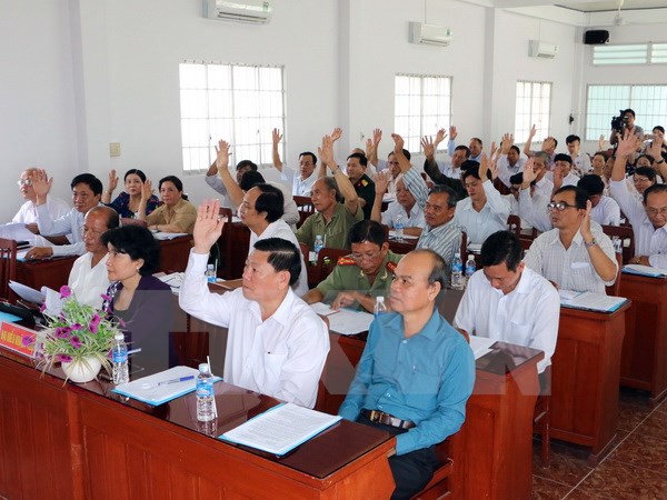 Ủy ban Mặt trận Tổ quốc Việt Nam tỉnh Vĩnh Long tổ chức hội nghị hiệp thương lần 3. (Ảnh: Phạm Minh Tuấn/TTXVN)