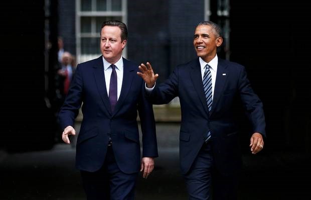 Tổng thống Mỹ Obama và Thủ tướng Anh David Cameron ở Phủ Thủ tướng Anh, ngày 22/4. (Nguồn: PA)