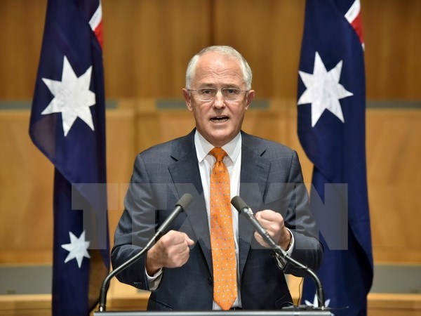 Thủ tướng Malcolm Turnbull phát biểu trong cuộc họp báo tại Canberra ngày 8/5. (Nguồn: AFP/TTXVN)