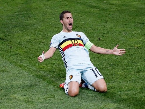 Hazard mang chiến thắng về cho đội tuyển Bỉ. (Nguồn: AP)