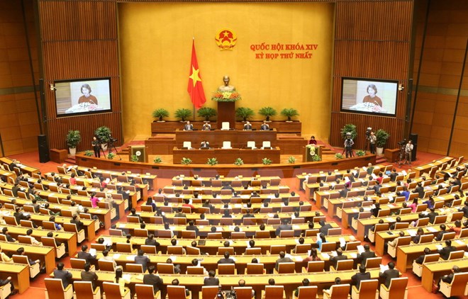 Toàn cảnh Chủ tịch Quốc hội Nguyễn Thị Kim Ngân phát biểu bế mạc kỳ họp. (Ảnh: Nhan Sáng/TTXVN)