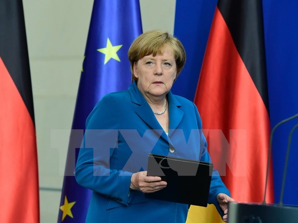 Thủ tướng Đức Angela Merkel phát biểu tại cuộc họp báo ở Munich ngày 23/7. (Nguồn: AFP/TTXVN)