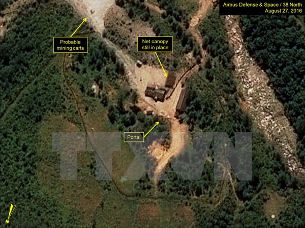 Bãi thử hạt nhân Punggye-ri tại miền đông bắc Triều Tiên. (Nguồn: Yonhap/TTXVN)