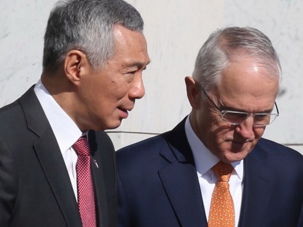 Thủ tướng Australia Malcolm Turnbull và Thủ tướng Singapore Lý Hiển Long. (Nguồn: afr.com)