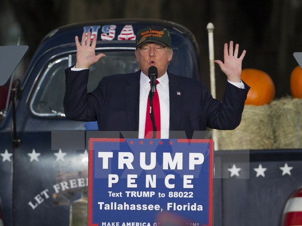 Ứng cử viên đảng Cộng hòa Donald Trump trong chiến dịch tranh cử tại thành phố Tallahassee, bang Florida. (Nguồn: AFP/TTXVN)