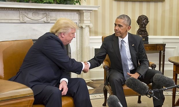 Cuộc gặp giữa Tổng thống Obama và ông Trump. (Nguồn: REX)