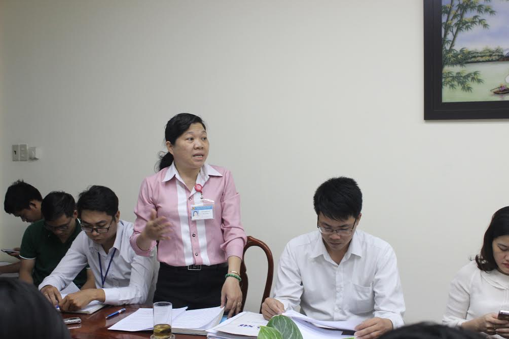 Đại diện Trạm Y tế phường An Bình phát biểu tại buổi làm việc