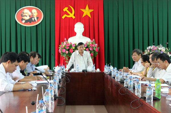 Trưởng Ban Tuyên giáo Tỉnh ủy Đặng Mạnh Trung phát biểu tại buổi kiểm tra.
