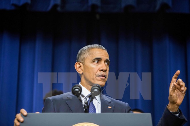 Tổng thống Mỹ Barack Obama phát biểu tại một hội nghị ở thủ đô Washington, DC. (Nguồn: AFP/TTXVN)