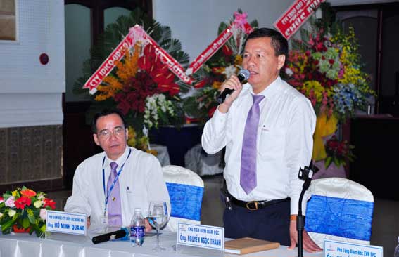 Chủ tịch kiêm Giám đốc Công ty TNHH Một thành viên Điện lực Đồng Nai Nguyễn Ngọc Thành, phát biểu tại hội nghị. 