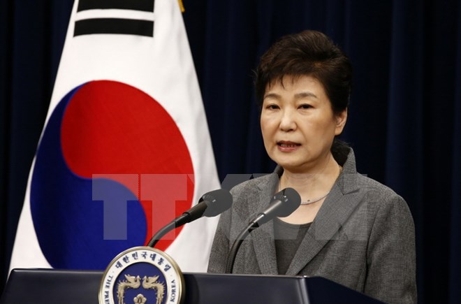 Tổng thống Hàn Quốc Park Geun-hye tại một sự kiện ở Seoul ngày 29/11/2016. (Nguồn: AFP/TTXVN)