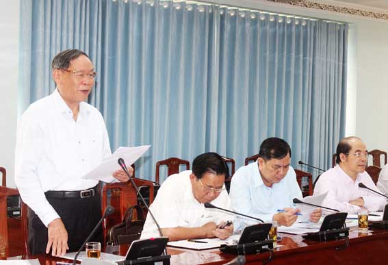 Thượng tướng Nguyễn Văn Rinh, Chủ tịch Hội Nạn nhân chất độc da cam/dioxin Việt Nam phát biểu tại buổi làm việc