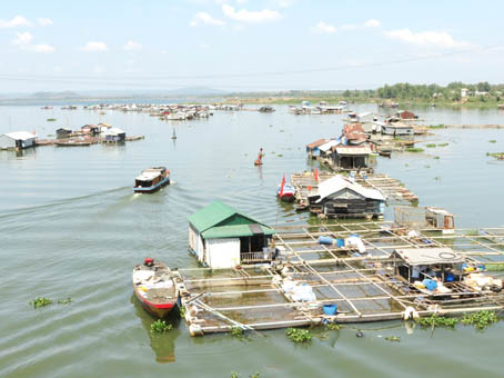  Làng cá La Ngà nhìn từ thượng nguồn sông Đồng Nai. 