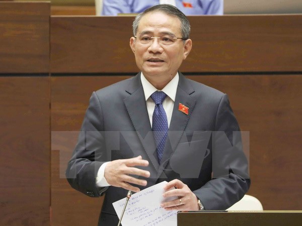 Bộ trưởng Bộ Giao thông, Vận tải Trương Quang Nghĩa giải trình làm rõ các vấn đề đại biểu Quốc hội nêu. (Ảnh: Phương Hoa/TTXVN)