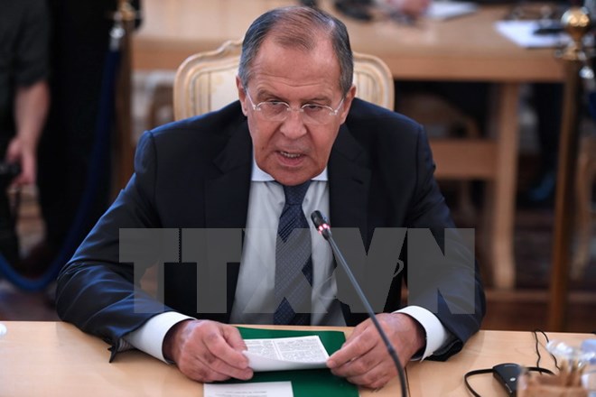 Ngoại trưởng Nga Sergei Lavrov trong một cuộc họp tại Moskva, Nga ngày 26/5. (Nguồn: AFP/TTXVN)