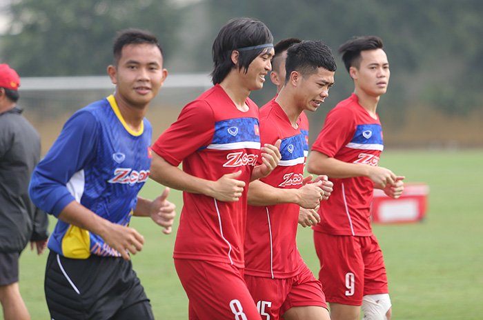U.22 Việt Nam luyện tập chuẩn bị cho vòng loại Giải U.23 châu Á 2018.