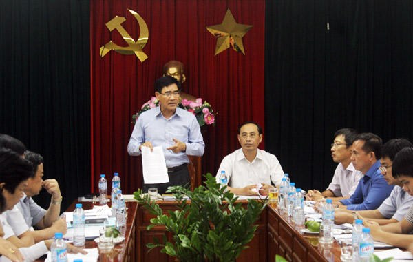 Phó chủ tịch UBND tỉnh Trần Văn Vĩnh phát biểu tại buổi làm việc.