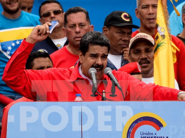 Tổng thống Venezuela Nicolas Maduro trong chiến dịch bầu cử ở Caracas ngày 27/7 vừa qua. (Ảnh: AFP/TTXVN)