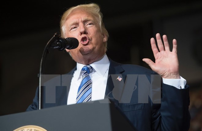 Tổng thống Mỹ Donald Trump phát biểu tại Huntington, Tây Virginia, ngày 3/8. (Nguồn: AFP/TTXVN)