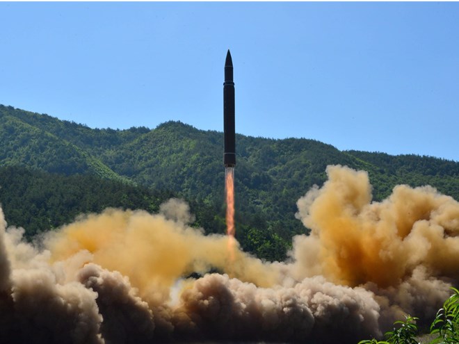  Hình ảnh một vụ phóng tên lửa của Triều Tiên. (Nguồn: Reuters)