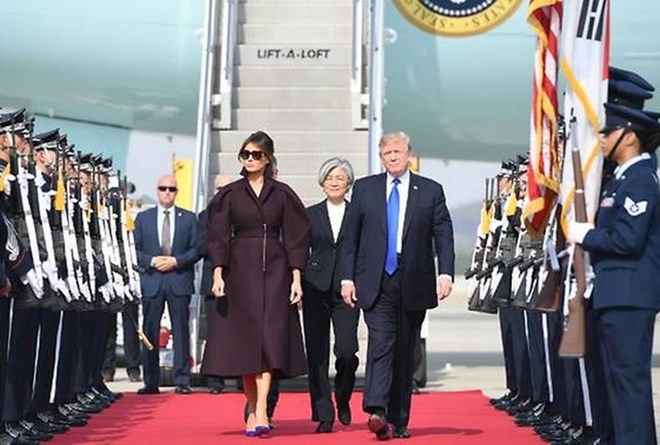 Tổng thống Mỹ Donald Trump đến Hàn Quốc. (Nguồn: AFP)