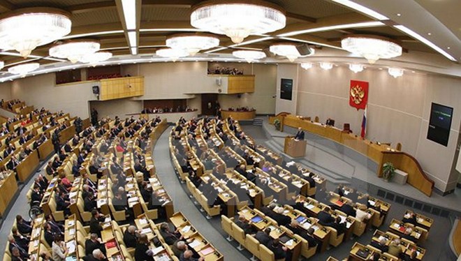 Toàn cảnh phiên họp của Duma Quốc gia Nga tại Moskva. (Ảnh: TASS/TTXVN)