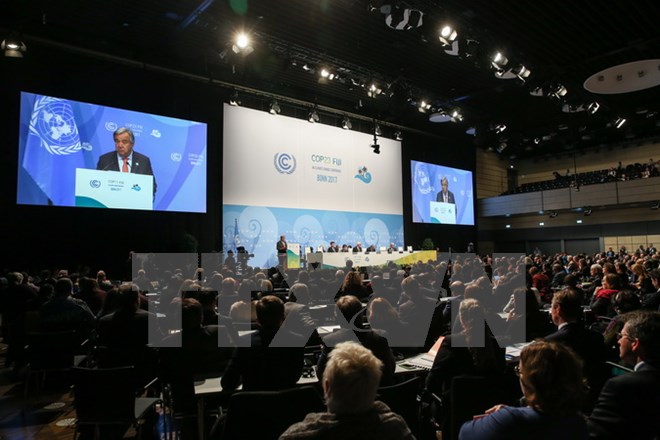 Toàn cảnh phiên họp cấp cao của Liên hợp quốc về biến đổi khí hậu ở Bonn, Đức ngày 15/1. (Nguồn: THX/TTXVN)
