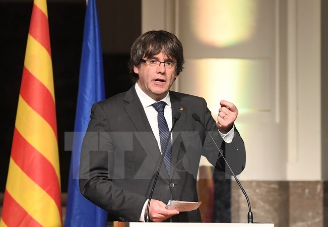 Thủ hiến bị phế truất vùng Catalonia Carles Puigdemont tại Brussels (Bỉ) ngày 7/11. (Nguồn: AFP/TTXVN)