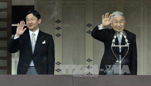 Nhật hoàng Akihito (phải) và Hoàng Thái tử Naruhito tại thủ đô Tokyo. Ảnh: AFP/TTXVN