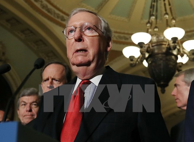 Lãnh đạo đa số Thượng viện Mỹ Mitch McConnell trong cuộc họp báo tại Washington DC., ngày 14/11. (Nguồn: AFP/TTXVN)