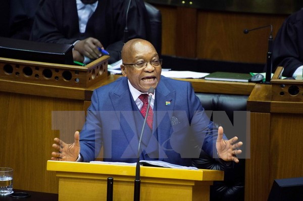 Tổng thống Nam Phi Jacob Zuma phát biểu tại phiên họp ở Cape Town ngày 2/11/2017. (Nguồn: AFP/TTXVN)