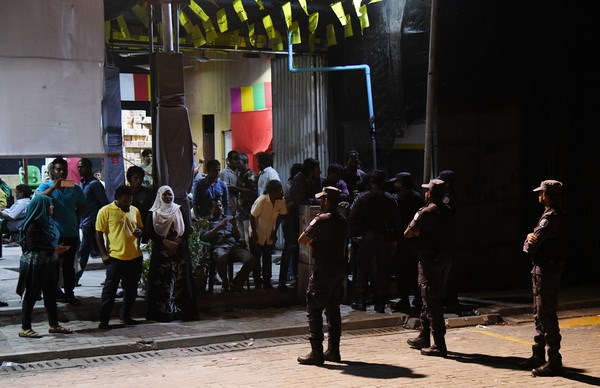 Lực lượng an ninh gác tại thủ đô Male, Maldives. (Nguồn: AFP/TTXVN)