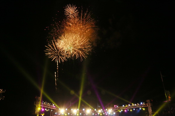 khoảnh khắc pháo hoa rực sáng trên bầu trời chào đón năm mới