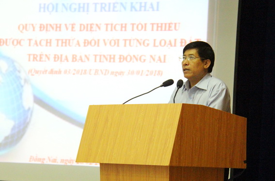 Phó giám đốc Sở Tài nguyên – môi trường Nguyễn Ngọc Thường phát biểu tại hội nghị
