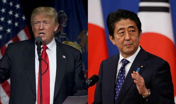 Tổng thống Mỹ Donald Trump và Thủ tướng Nhật Bản Shinzo Abe. (Nguồn: India.com)