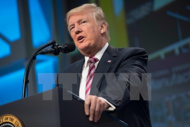 Tổng thống Mỹ Donald Trump phát biểu tại Washington, DC. (Nguồn: AFP/TTXVN)