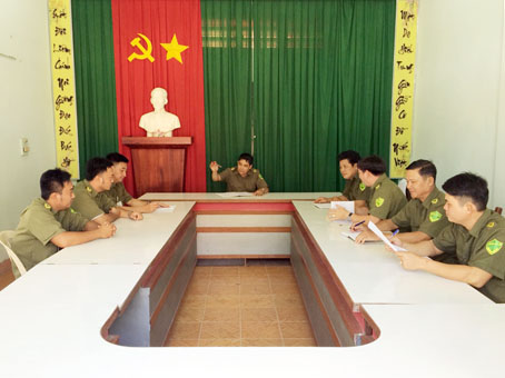 Công an xã Xuân Hòa (huyện Xuân Lộc) bàn kế hoạch đảm bảo an ninh trật tự trên địa bàn.