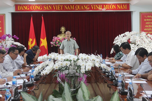 Đồng chí Nguyễn Phú Cường phát biểu tại buổi làm việc 