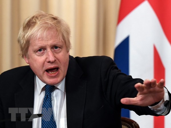 Ngoại trưởng Anh Boris Johnson phát biểu họp báo tại Moskva, Nga. (Nguồn: AFP/TTXVN)