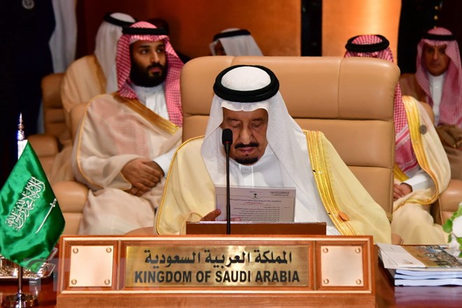 Quốc vương Saudi Arabia Salman phát biểu tại Hội nghị. (Nguồn: AFP/TTXVN)