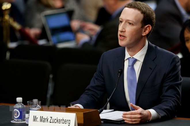 Giám đốc điều hành mạng xã hội Facebook Mark Zuckerberg. (Ảnh: THX/TTXVN)