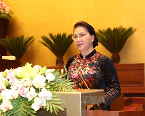 Chủ tịch Quốc hội Nguyễn Thị Kim Ngân phát biểu khai mạc. Ảnh: Trọng Đức - TTXVN