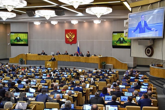 Toàn cảnh phiên họp Hạ viện Nga ở Moskva. (Nguồn: AFP/TTXVN)
