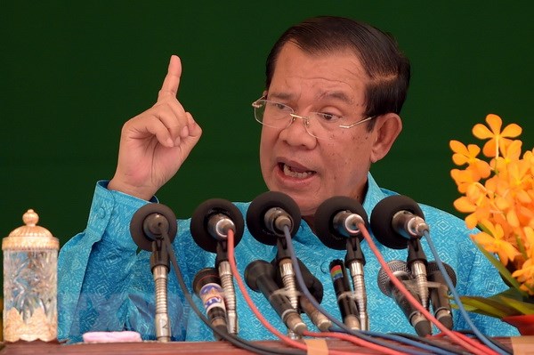 Thủ tướng Campuchia phát biểu tại một sự kiện ở Siem Reap. (Nguồn: AFP/TTXVN)